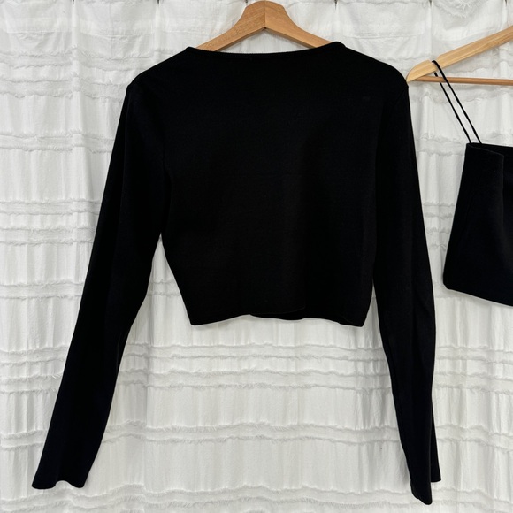 BLACK MATCHING CARDIGAN AND TANK TOP CO-ORD SET - Picture 6 of 7